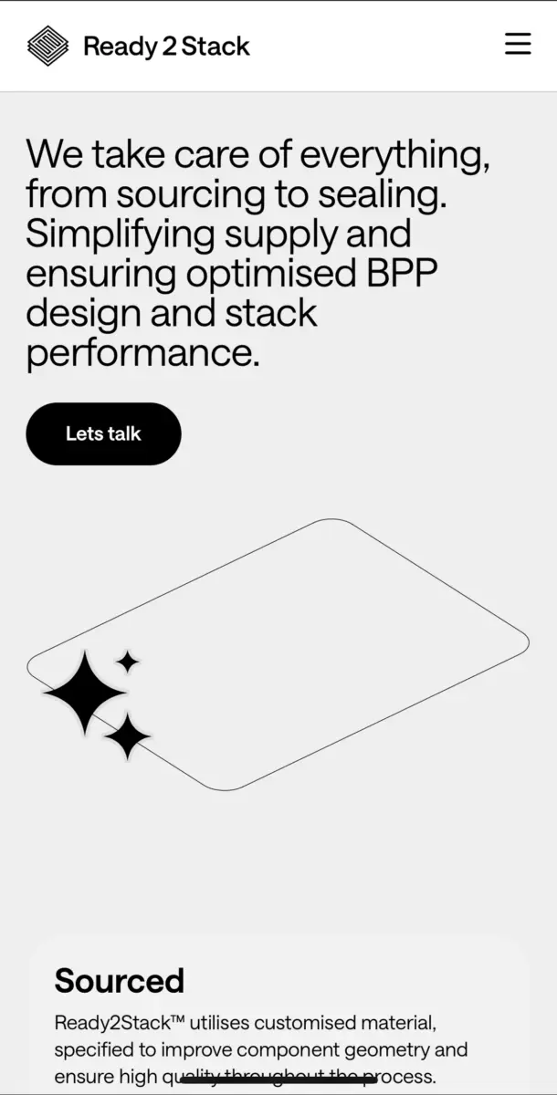 Ready2Stack — mobile view showing product overview
